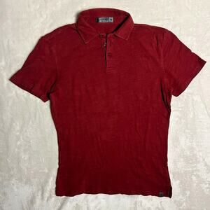 G/Fore Golf Polo Men Medium Soft Pique Knit Stretch Performance Burgandy Crimson